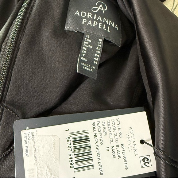 Adrianna Papell Women's Roll Neck Lace Dress With Sheer Elbow Sleeves Black NWT - Picture 6 of 8